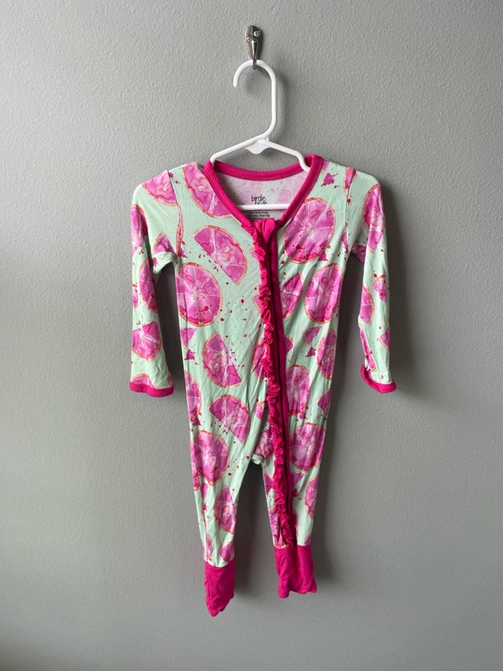 Birdie Bean Kenzie Bamboo Convertible Romper - Blue with Vibrant Pink Fruit